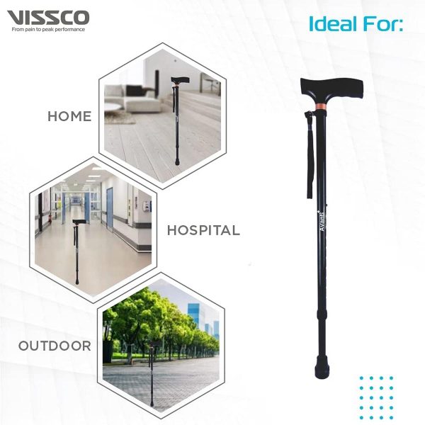Vissco Avanti T Shape Aluminum Walking Stick - Image 3