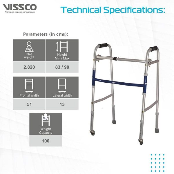 Vissco Dura Lite Walker with Wheels - Image 3