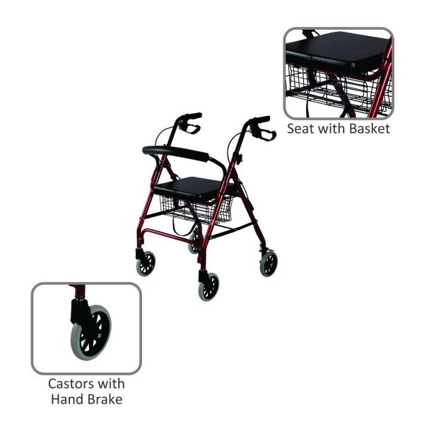 Vissco Dura Rollator with Seat and Basket - Image 2