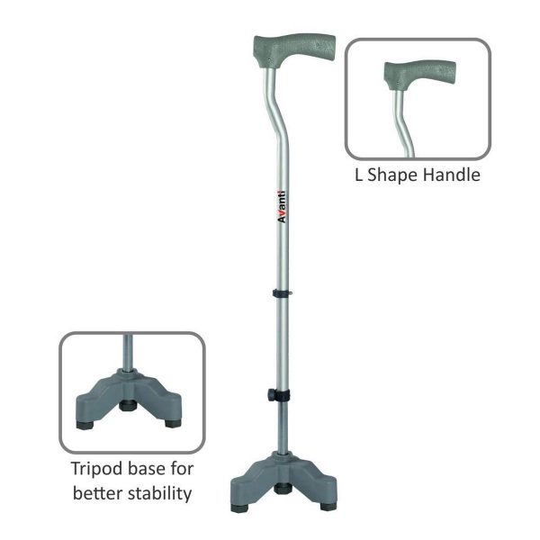 Vissco Invalid L-shape Tripod Walking Stick - Universal - Image 2